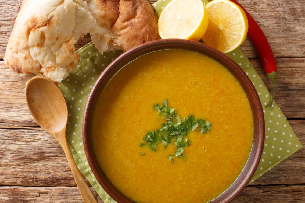 Lentil puree soup in a bowl